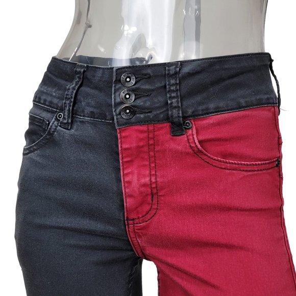 Hot Topic Denim - HT Hot Topic Denim Hi-Rise Super Skinny Red Black Jeans Juniors 3